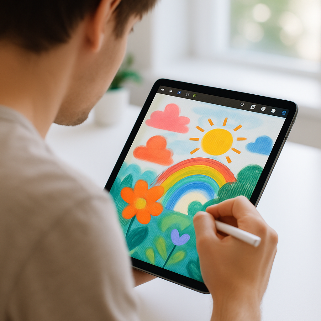 человек рисует на iPad с Apple Pencil, цифровое рисование для начинающих